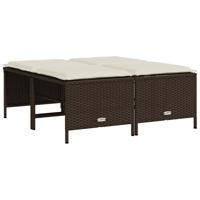 5-delige Loungeset met kussens poly rattan bruin - thumbnail