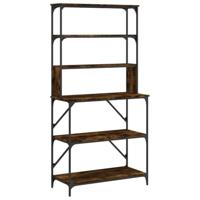 VidaXL Bakkersrek 6-laags 90x40x180 cm bewerkt hout gerookt eikenkleur - thumbnail