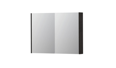 INK SPK2 Spiegelkast - 100x14x74cm - 2 deuren - dubbelzijdige Spiegel - schakelaar en stopcontact - MFC Houtskool eiken 1105315