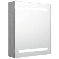 VidaXL Badkamerkast met spiegel en led 50x14x60 cm betongrijs - thumbnail