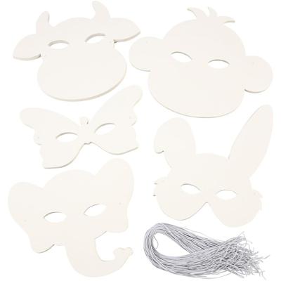 Creativ Company Dierenmaskers, h: 13-24 cm, b: 20-28 cm, 230 gr, wit, 100 stuk/ 1 doos