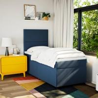 Boxspring met matras stof blauw 80x200 cm - thumbnail