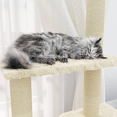 Kattenmeubel met sisal krabpalen 155 cm crmekleurig - thumbnail