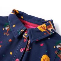 Kinderjurk lange mouwen en trekkoord dierenprint 140 marineblauw - thumbnail