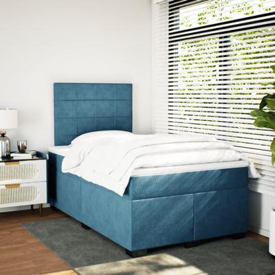 Boxspring met matras fluweel blauw 120x190 cm