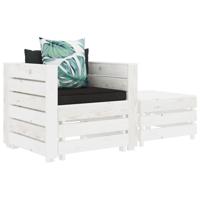 vidaXL 2-delige Loungeset met bloemenkussens hout - thumbnail