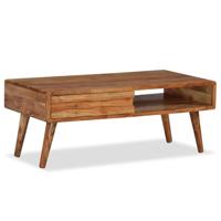 Salontafel met bewerkte lade 100x50x40 cm massief hout - thumbnail