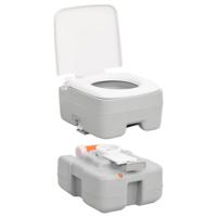VidaXL Campingtoilet draagbaar 15+10 l hdpe grijs en wit - thumbnail