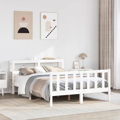 Bedframe zonder matras massief grenenhout wit 150x200 cm Bedframe zonder matras massief grenenhout wit 150x200 cm