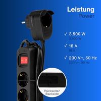 REV 0012692514 Stekkerdoos met schakelaar 6-voudig Zwart Randaarde stekker 1 stuk(s) - thumbnail