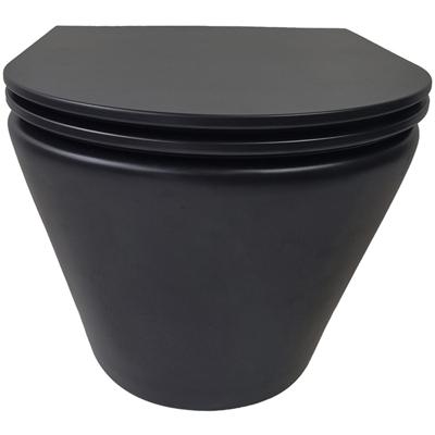 Wiesbaden Vesta Rimless Wandcloset Mat Zwart met Softclose Toiletzitting