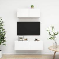VidaXL 2-delige tv-meubelset bewerkt hout wit - thumbnail