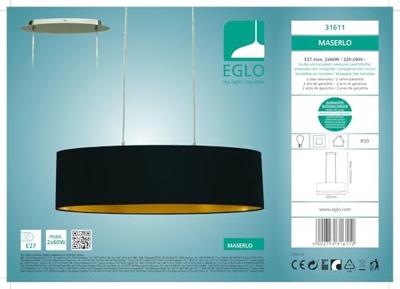 Eglo Landelijke hanglampMaserlo 78cm zwart met goud - 31611