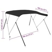 Biminitop 3 bogen 184x189x135 cm zwart - thumbnail