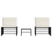 Ligbedden 2 st met tafel poly rattan zwart - thumbnail