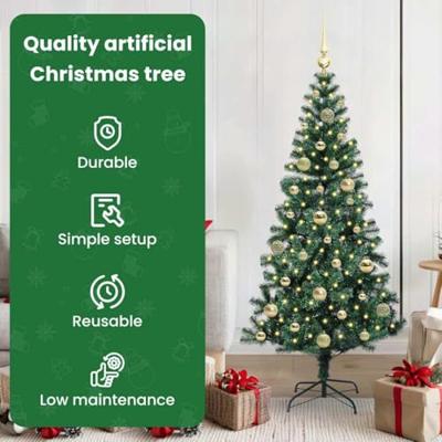 VidaXL Kunstmatig voorverlicht kerstboom groen 150 cm pvc en metaal
