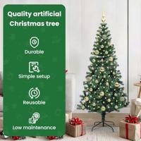VidaXL Kunstmatig voorverlicht kerstboom groen 150 cm pvc en metaal - thumbnail