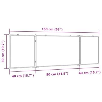 Whiteboard magnetisch inklapbaar 160x50x1,7 cm aluminium