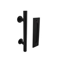 Intersteel Set deurgreep T-model 180mm met schuifdeurkom mat zwart - thumbnail