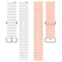 Ocean Style bandje - Lichtroze / wit - Garmin Vivoactive 6 / Vivoactive 5 / Vivoactive 3 - thumbnail