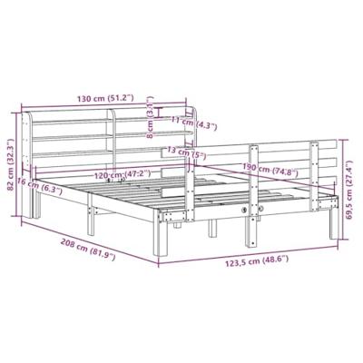 Bedframe met hoofdbord massief grenenhout wit 120x190 cm - thumbnail