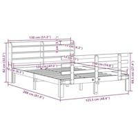 Bedframe met hoofdbord massief grenenhout wit 120x190 cm - thumbnail