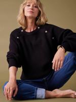 Geribde zwangerschapstrui met knopen ENVIE DE FRAISE zwart - thumbnail