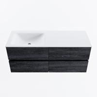 MONDIAZ VICA 120cm badmeubel onderkast Antracite 4 lades. Wastafel CLOUD links 1 kraangat, kleur Talc. - thumbnail
