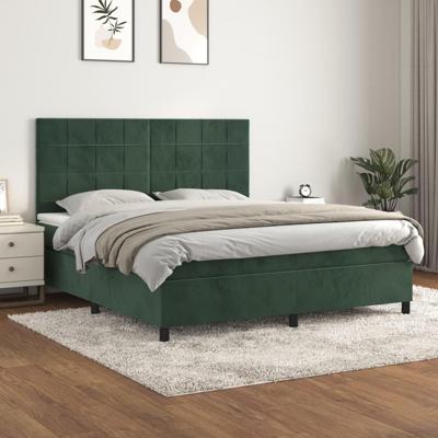 Boxspring met matras fluweel donkergroen 180x200 cm