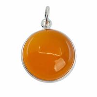 Edelsteen Hanger Rond Motivatie - Carneool - 925 Zilver (15 mm) - thumbnail