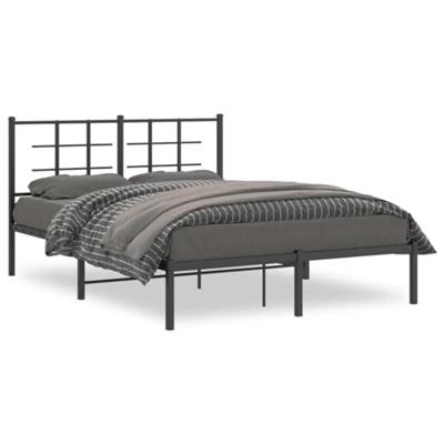 Bedframe met hoofdbord metaal zwart 140x200 cm
