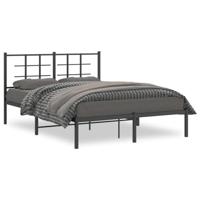 Bedframe met hoofdbord metaal zwart 140x200 cm - thumbnail