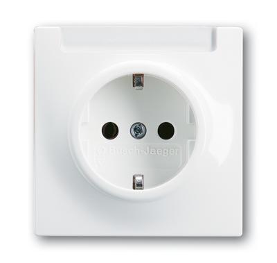 Busch-Jaeger wandcontactdoos met tekstveld randaarde, alpinwit