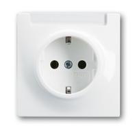 Busch-Jaeger wandcontactdoos met tekstveld randaarde, alpinwit - thumbnail