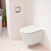 MONDIAZ LAVIE hangend toilet single fire rimless diepspoel Linen, Toiletzitting met quick-release & softclose Linen - thumbnail