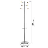 Unilux kapstok Bouquet, hoogte 175 cm, 6 kledinghaken, grijs/hout - thumbnail