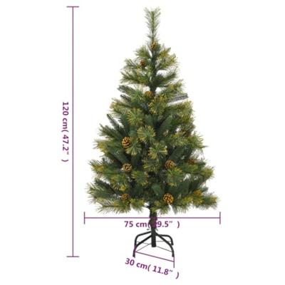 VidaXL Kunstkerstboom met scharnieren en dennenappels 120 cm