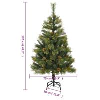 VidaXL Kunstkerstboom met scharnieren en dennenappels 120 cm - thumbnail