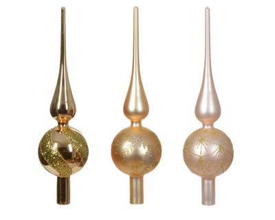 Piek glas d8l31 cm parel/goud a3 kerst Decoris - Decoris