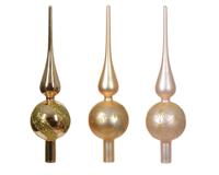 Piek glas d8l31 cm parel/goud a3 kerst Decoris - Decoris - thumbnail