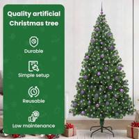 VidaXL Kunstkerstboom groen 240 cm pvc en staal en kunststof - thumbnail