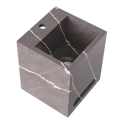 Brauer Nova Vrijhangende Fontein - 25 cm - met 1 Kraangat - Inclusief Blinde Ophanging - Marmerlook - Copper Brown