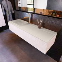 Badkamermeubelset Mondiaz Erin 150 cm met 1 Lade met RIDGE Wastafel Links Linen met 1 kraangat Greeploos Mat Underlayment - thumbnail