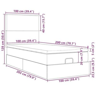 Ottoman bed met matras en LED's 100x200cm stof donkerbruin
