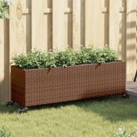 Plantenbakken met wielen 2 st 107x32x38 cm poly rattan bruin - thumbnail