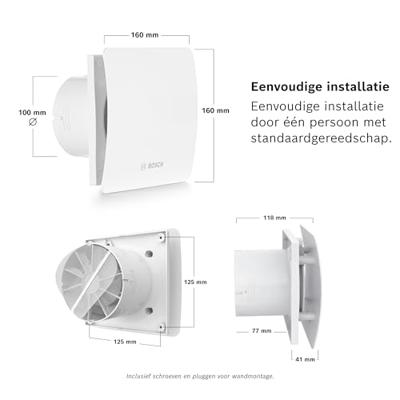 Bosch Home Comfort Fan 1500 W100 Wandventilator 230 V 95 m³/h 100 mm Bosch Home Comfort Fan 1500 W100 Wandventilator 230 V 95 m³/h 100 mm