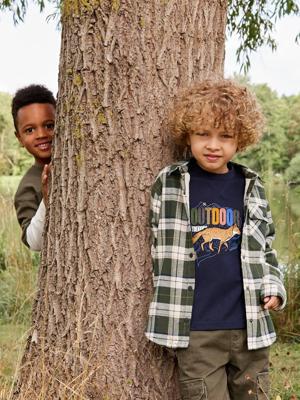 Geruit flanellen hemd GA gevoerd met Sherpa groen, geruit
