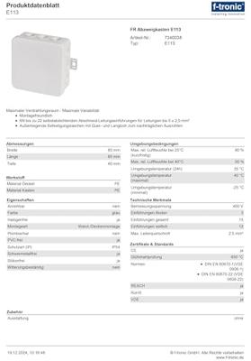 F-Tronic E113 Aftakkast (l x b x h) 85 x 85 x 40 mm Lichtgrijs IP54 10 stuk(s)