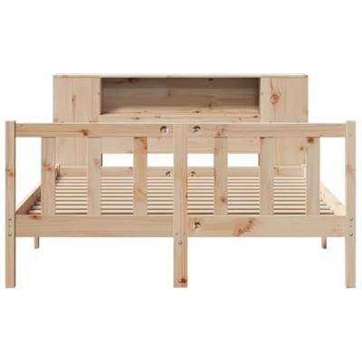 Bed met boekenkast zonder matras massief grenenhout 140x190 cm - thumbnail