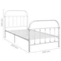 Bedframe metaal wit 90x200 cm - thumbnail
